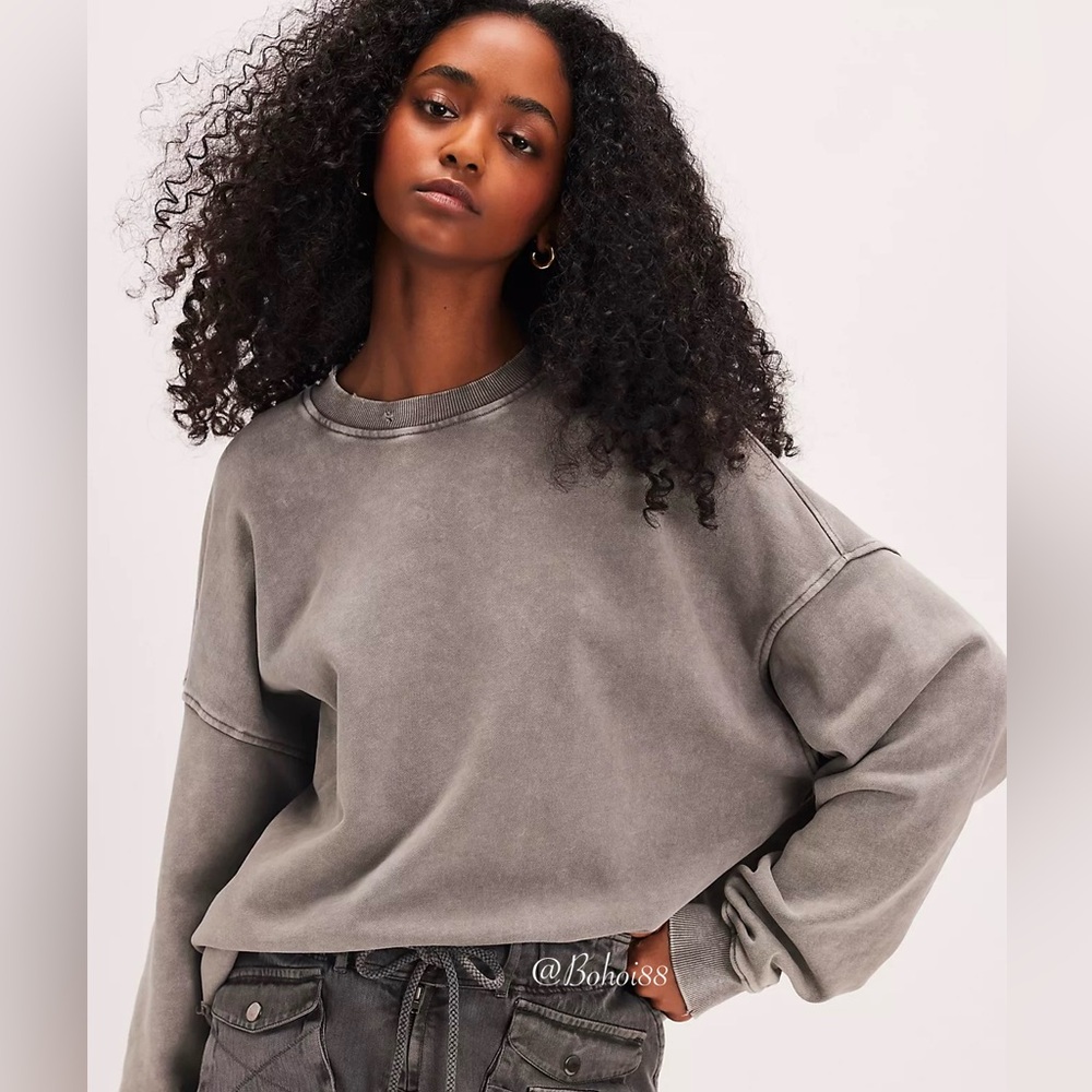 NEW Free People Falling Forward Snow Washed Destroyed Crew